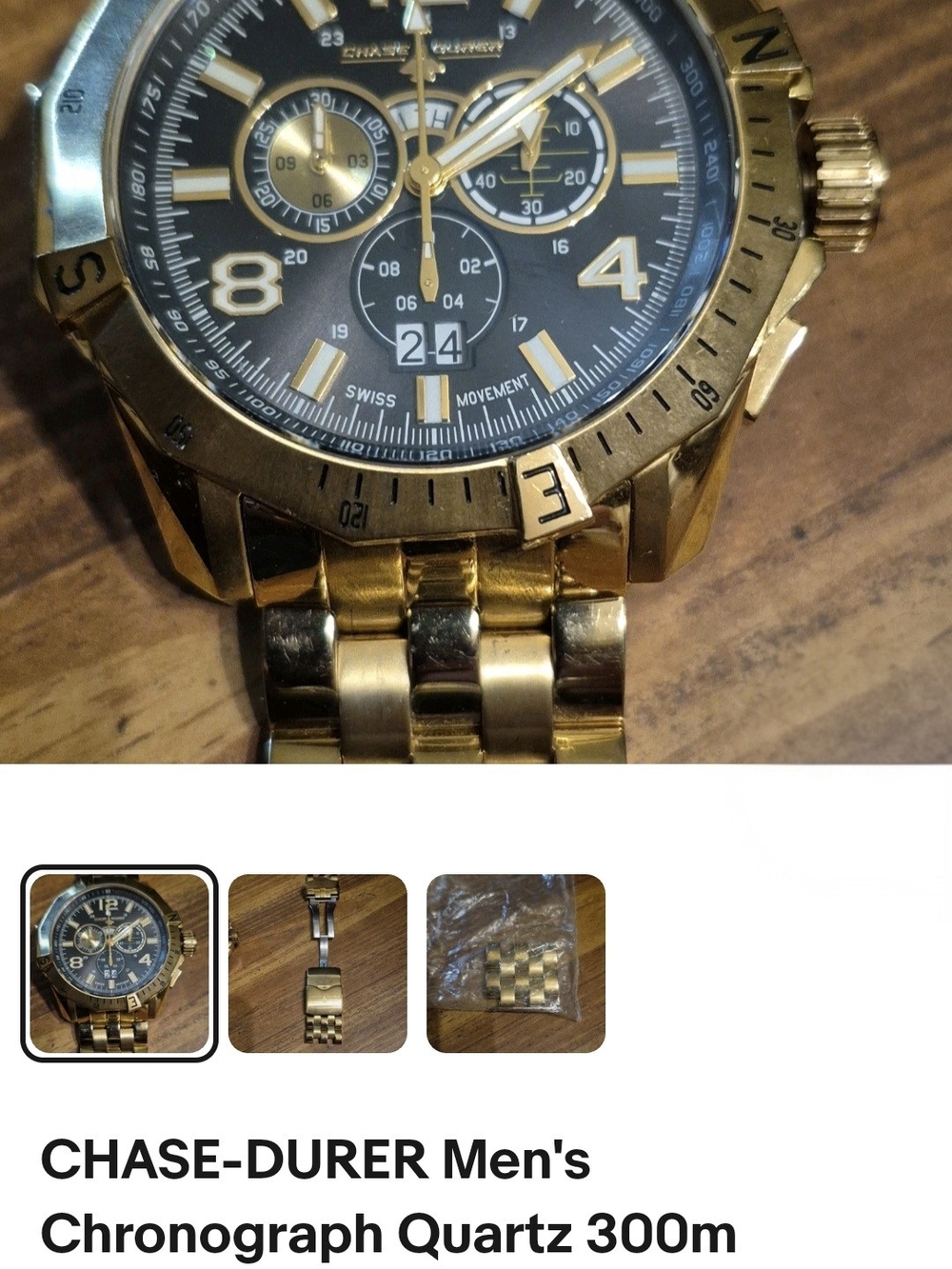 Men's Gold Chronograph Watch - Gold Tone